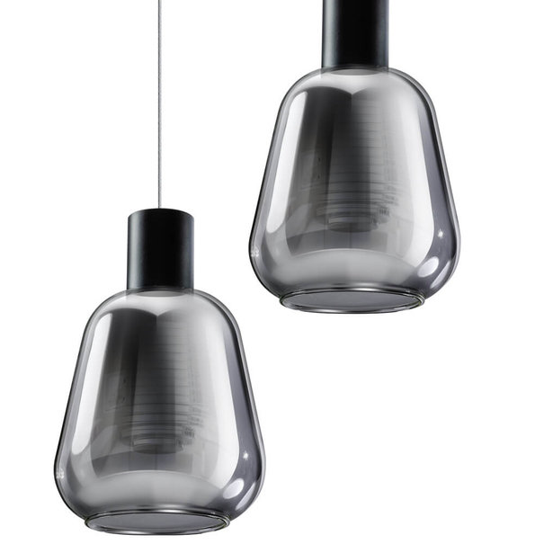 ETH Modern hanglamp Gary 5-lichts getrapt met smoke glas