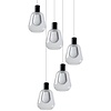 ETH Modern hanglamp Gary 5-lichts getrapt met helder glas