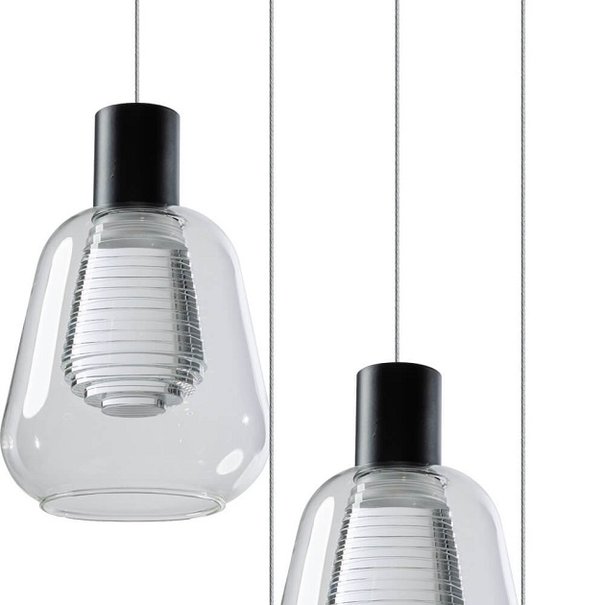 ETH Modern hanglamp Gary 5-lichts getrapt met helder glas
