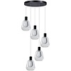 ETH Modern hanglamp Gary 5-lichts getrapt met helder glas
