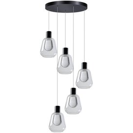 Hanglamp Gary 5-lichts getrapt helder glas