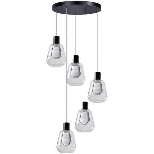 Modern hanglamp Gary 5-lichts getrapt met helder glas