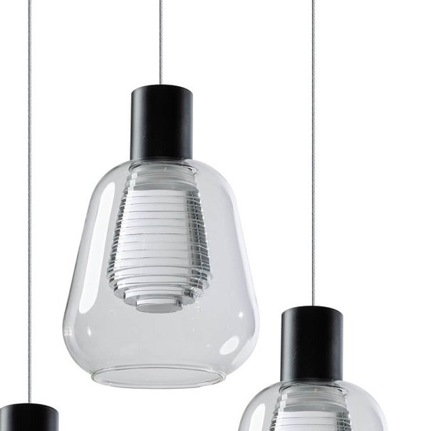 ETH Modern hanglamp Gary 3-lichts getrapt met helder glas