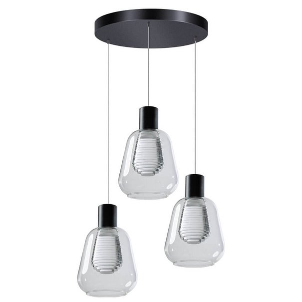 ETH Modern hanglamp Gary 3-lichts getrapt met helder glas