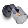 ETH Modern wandlamp Sledge Ø12 cm zwart met smoke glas