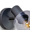 ETH Modern wandlamp Sledge Ø12 cm zwart met smoke glas