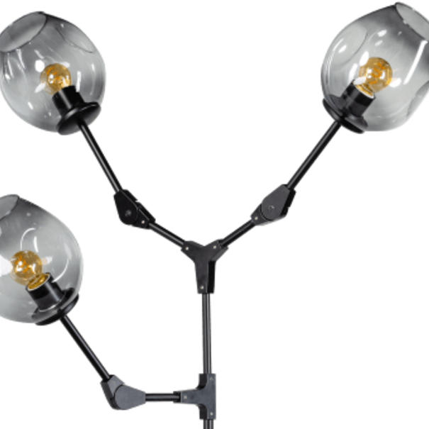 ETH Retro vloerlamp Lime 3-lichts zwart met smoke glas