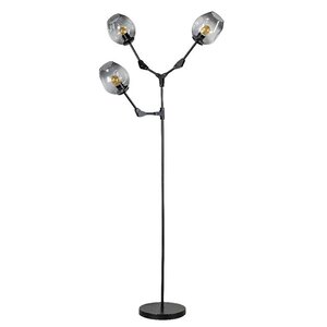 ETH Retro vloerlamp Lime 3-lichts zwart met smoke glas