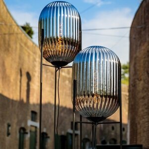 ETH Industrieel vloerlamp Glamm 1-lichts 136 cm zwart met smoke glas