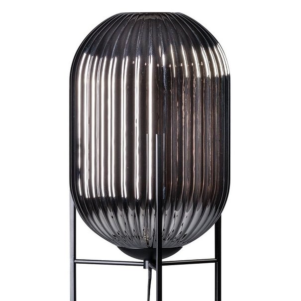 ETH Industrieel vloerlamp Glamm 1-lichts 136 cm zwart met smoke glas