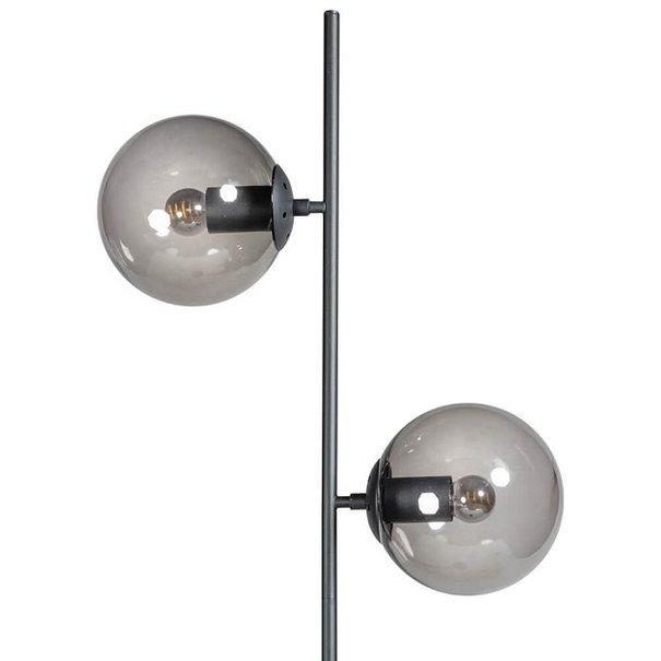 ETH Design vloerlamp Davina 2-lichts zwart met smoke glas