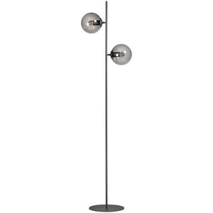 ETH Design vloerlamp Davina 2-lichts zwart met smoke glas