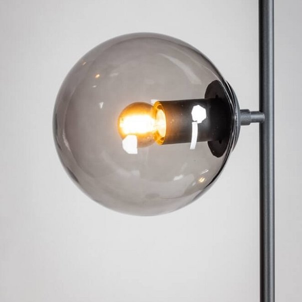 ETH Design vloerlamp Davina 2-lichts zwart met smoke glas