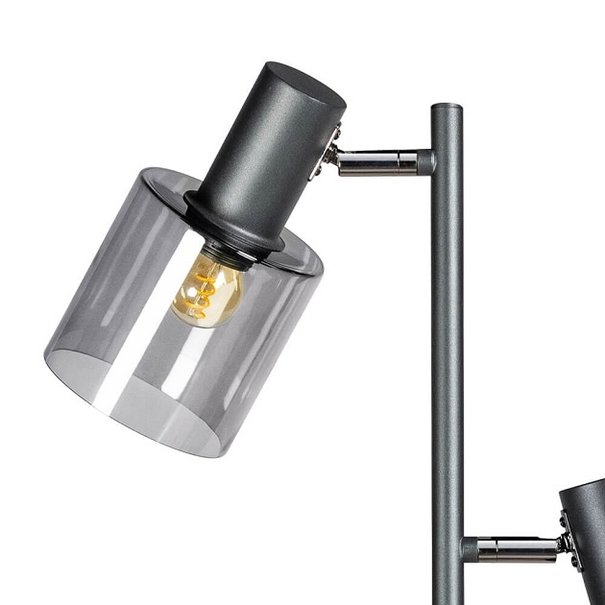 ETH Modern vloerlamp Sledge glass 3-lichts zwart met smoke glas