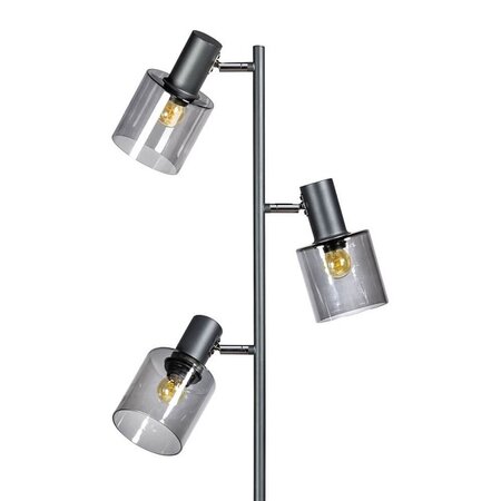 ETH Modern vloerlamp Sledge glass 3-lichts zwart met smoke glas
