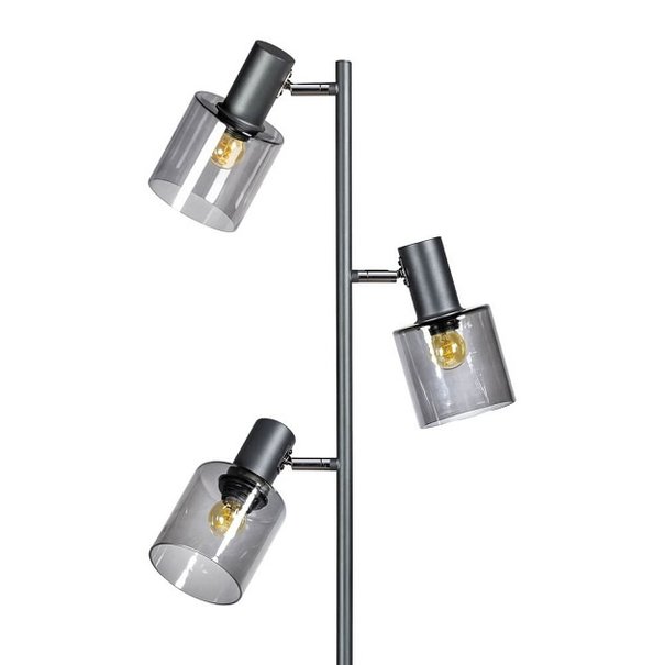 ETH Modern vloerlamp Sledge glass 3-lichts zwart met smoke glas