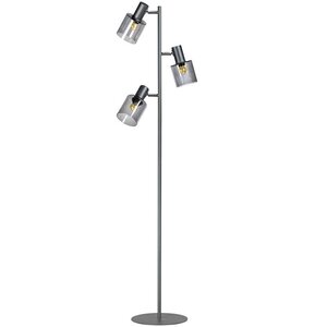 ETH Modern vloerlamp Sledge glass 3-lichts zwart met smoke glas