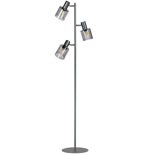 Modern vloerlamp Sledge glass 3-lichts zwart met smoke glas