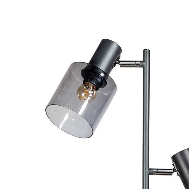 ETH Moderne vloerlamp Sledge glass 2-lichts zwart met smoke glas