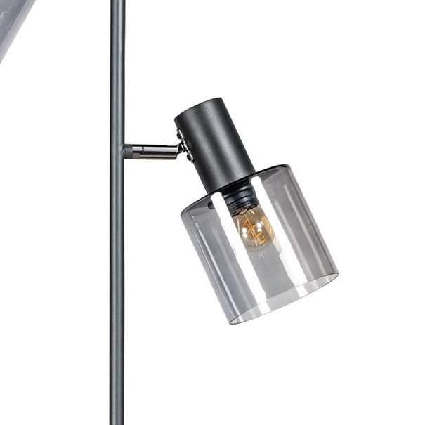 ETH Moderne vloerlamp Sledge glass 2-lichts zwart met smoke glas