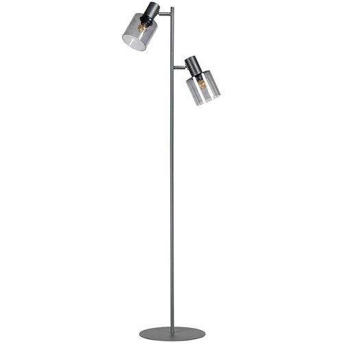 Moderne vloerlamp Sledge glass 2-lichts zwart met smoke glas