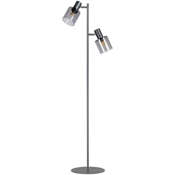 ETH Moderne vloerlamp Sledge glass 2-lichts zwart met smoke glas