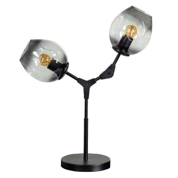 ETH Retro tafellamp Lime 2-lichts zwart met smoke glas