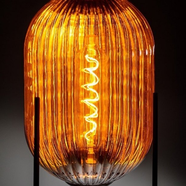 ETH Industrieel tafellamp Glamm 1-lichts Ø30 cm zwart met smoke glas