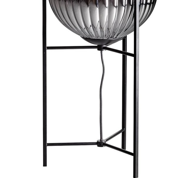 ETH Industrieel tafellamp Glamm 1-lichts Ø30 cm zwart met smoke glas