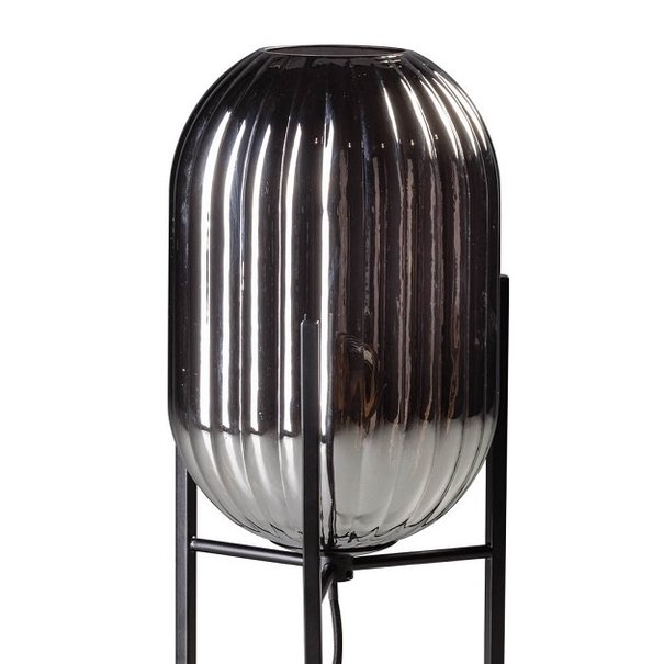 ETH Industrieel tafellamp Glamm 1-lichts Ø20 cm zwart met smoke glas