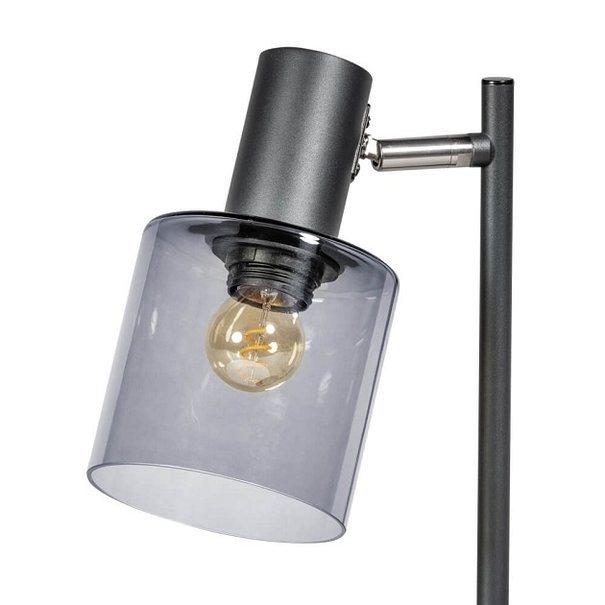 ETH Modern tafellamp Sledge Ø20 cm zwart met smoke glas