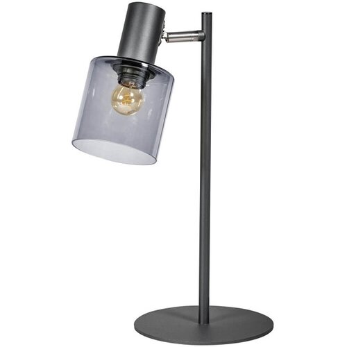 Modern tafellamp Sledge Ø20 cm zwart met smoke glas