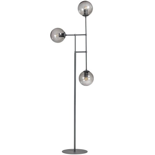 Industrieel vloerlamp Davina 3-lichts zwart met smoke glas