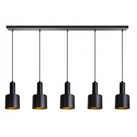 Hanglamp Sledge 5-lichts Zwart Goud