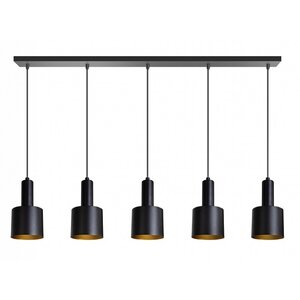 ETH Industrieel hanglamp Sledge 5-lichts zwart goud