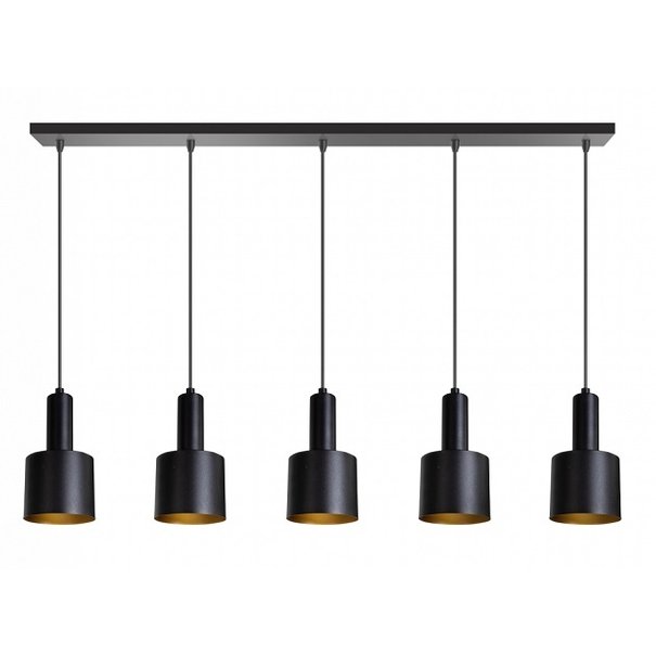 ETH Industrieel hanglamp Sledge 5-lichts zwart goud