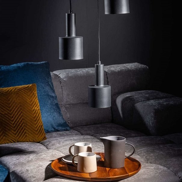 ETH Industrieel hanglamp Sledge 3-lichts zwart goud