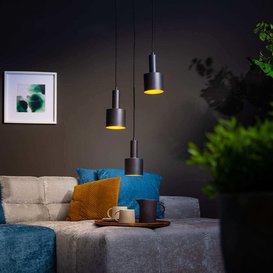 Hanglamp Sledge 3-lichts Zwart Goud