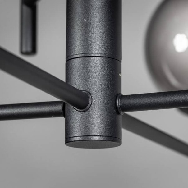 ETH Modern hanglamp Davina 8-lichts zwart met smoke glas