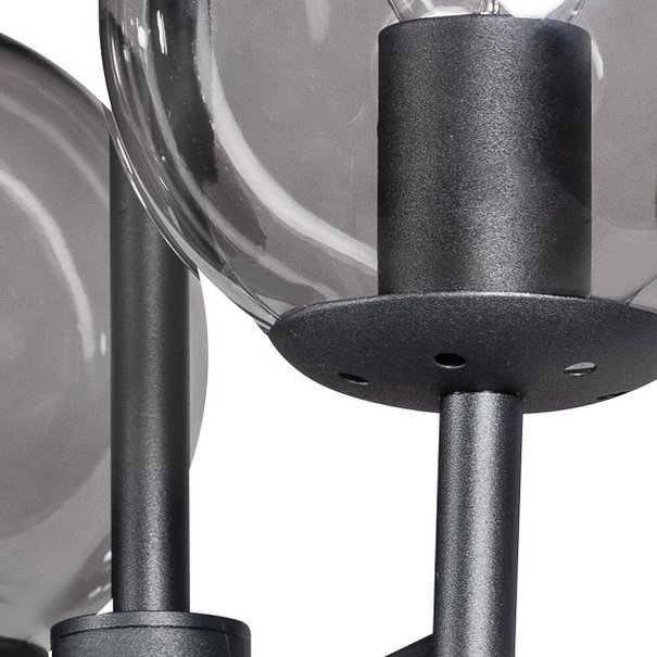 ETH Modern hanglamp Davina 8-lichts zwart met smoke glas