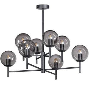 ETH Modern hanglamp Davina 8-lichts zwart met smoke glas