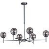 ETH Modern hanglamp Davina 6-lichts zwart met smoke glas