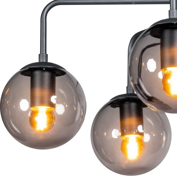 ETH Modern hanglamp Davina 6-lichts 110 cm zwart met smoke glas
