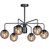 ETH Modern hanglamp Davina 6-lichts 110 cm zwart met smoke glas