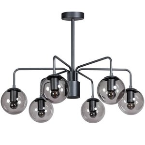 ETH Modern hanglamp Davina 6-lichts 110 cm zwart met smoke glas
