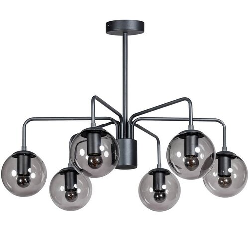Modern hanglamp Davina 6-lichts 110 cm zwart met smoke glas