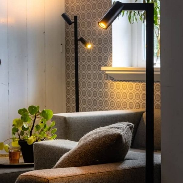 ETH Moderne vloerlamp Miller 1-lichts zwart goud
