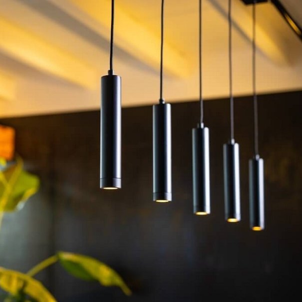 ETH Moderne hanglamp Miller 5-lichts zwart goud