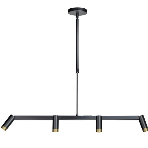 ETH Moderne hanglamp Miller 4-lichts zwart goud