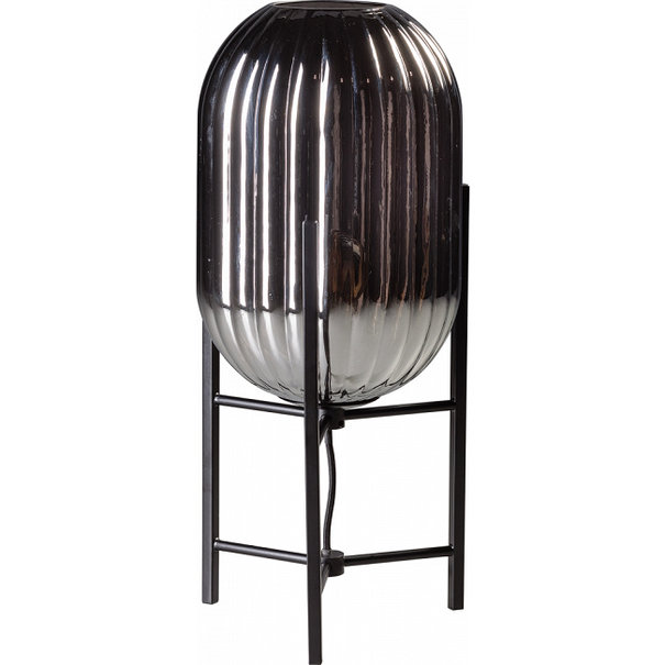 ETH Industrieel tafellamp Glamm 1-lichts Ø20 cm zwart met smoke glas